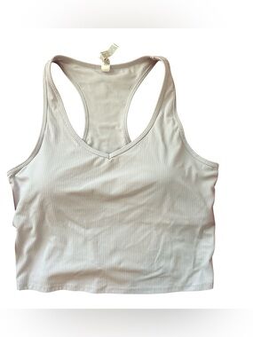 Avia Women’s Large 14/16 Lavender Ribbed Racerback Shelf Bra Crop Tank Top